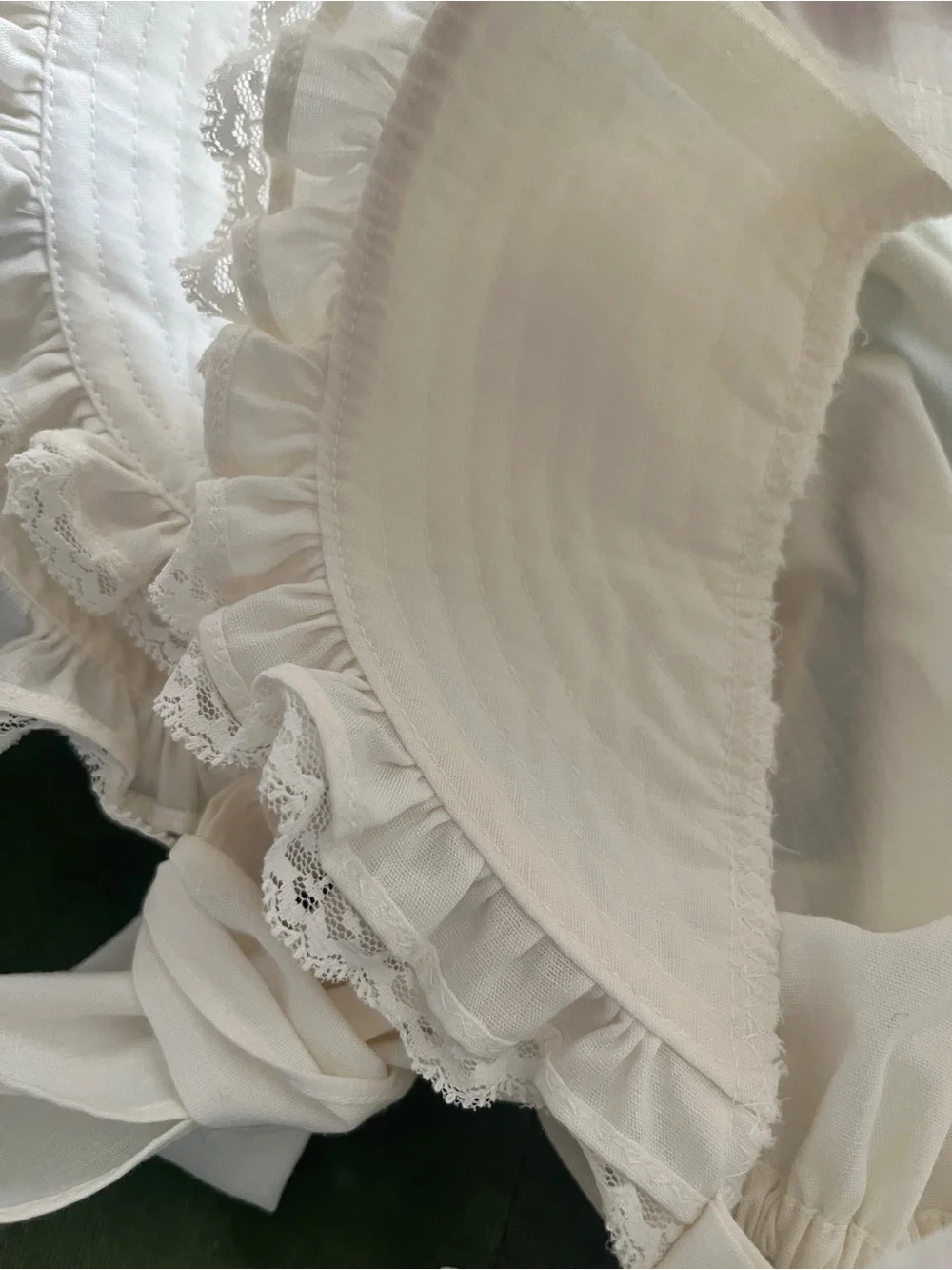 Vintage Handmade Lace Baby Bonnet in Cream